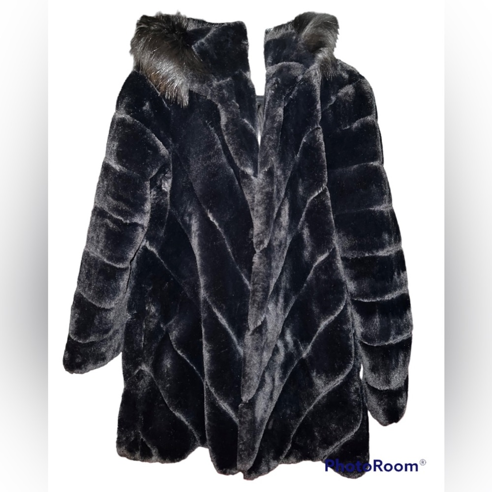 Calvin Klein faux fur hood coat Macy's